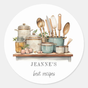Aangepaste recepten potten pannen kookgerei labels