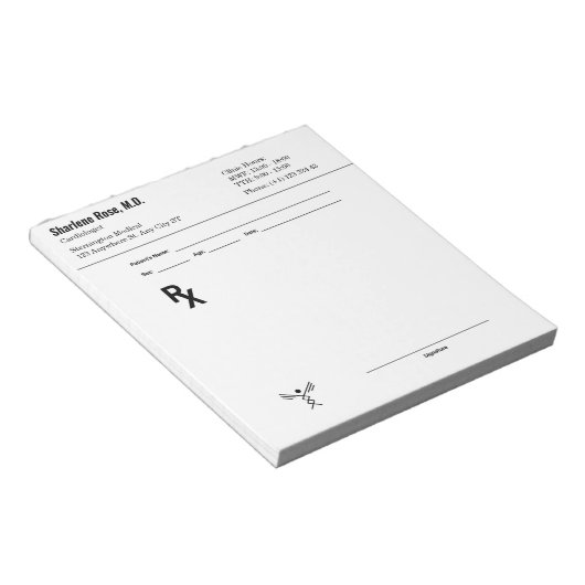 Aangepaste receptnotitieblok – Bewerkbaar doktersr Notitieblok (Schuin)