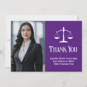 Aangepaste Recht Kantoor Paarse Wit Advocaat Foto Bedankkaart (Voorkant)
