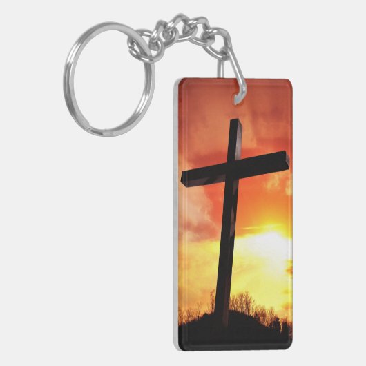 Aangepaste rechthoek paaskruis Sleutelhanger (Voorkant Links)