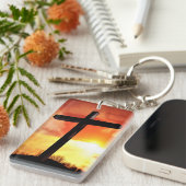 Aangepaste rechthoek paaskruis Sleutelhanger (Voorkant Rechts)