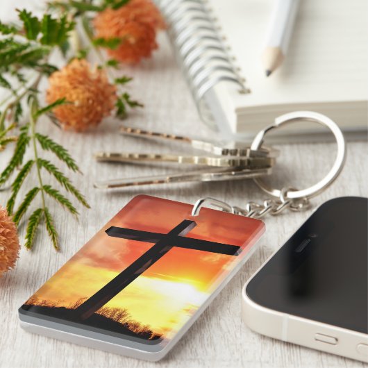 Aangepaste rechthoek paaskruis Sleutelhanger (Voorkant Rechts)