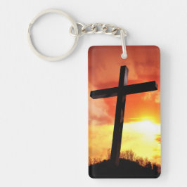 Aangepaste rechthoek paaskruis Sleutelhanger