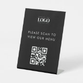 Aangepaste Rechthoek Zakelijke Logo & QR Code Menu Reclamebord Met Voetstuk (Voorkant)