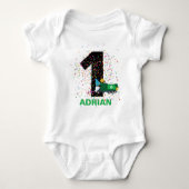 Aangepaste recycling vuilniswagen Birthday Party Romper (Voorkant)