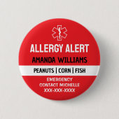 Aangepaste Red Allergy Alert Emergency Ronde Button 5,7 Cm (Voorkant)