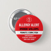 Aangepaste Red Allergy Alert Emergency Ronde Button 5,7 Cm (Voorkant /achterkant)
