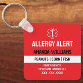 Aangepaste Red Allergy Alert Emergency Sleutelhanger (Voorkant)
