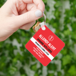 Aangepaste Red Allergy Alert Emergency Sleutelhanger