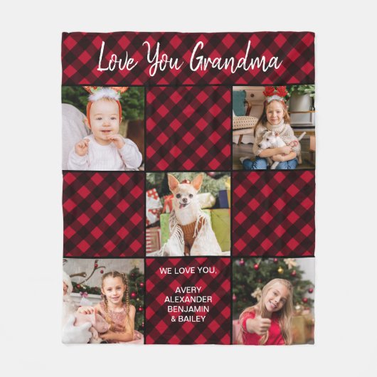 Aangepaste Red Buffalo Plays Family Holiday 5 Phot Fleece Deken (Voorkant)