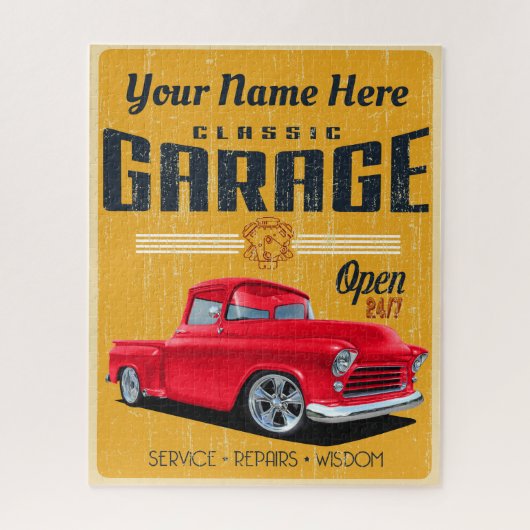 Aangepaste Red Classic Truck Garage Legpuzzel (Verticaal)