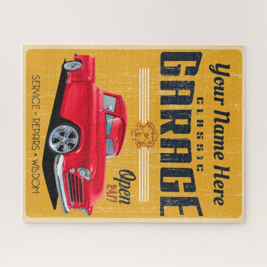 Aangepaste Red Classic Truck Garage Legpuzzel (Horizontaal)