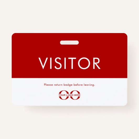 Aangepaste Red Company Logo Visitor Badge (Voorkant)