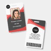 aangepaste Red company werknemer Foto, Logo, stree Badge (Voor- en achterkant)