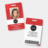 aangepaste Red company werknemer Foto, Logo, stree Badge (Voor- en achterkant)