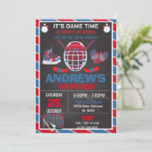 Aangepaste RED Eenvoudige Hockey Verjaardag Uitnod Kaart (Staand voorkant)