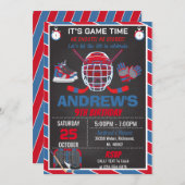 Aangepaste RED Eenvoudige Hockey Verjaardag Uitnod Kaart (Voorkant / Achterkant)