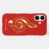 Aangepaste Red en Gold Treble Clef Music Note Case-Mate iPhone Case (Achterkant (horizontaal))