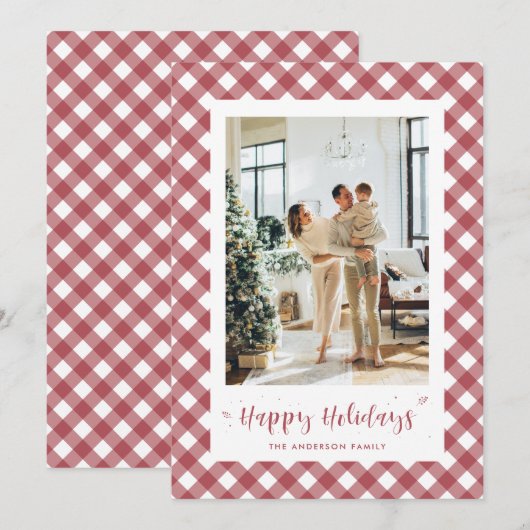 Aangepaste 'Red' en 'White Plays'-fotofeestkaarten Feestdagenkaart (Voorkant / Achterkant)