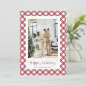 Aangepaste 'Red' en 'White Plays'-fotofeestkaarten Feestdagenkaart (Staand voorkant)