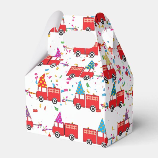 Aangepaste Red Fire Truck Party Pattern Birthday Bedankdoosjes (Achterkant)