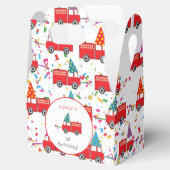 Aangepaste Red Fire Truck Party Pattern Birthday Bedankdoosjes (Geopend)