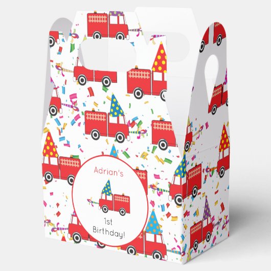 Aangepaste Red Fire Truck Party Pattern Birthday Bedankdoosjes (Geopend)