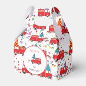 Aangepaste Red Fire Truck Party Pattern Birthday Bedankdoosjes (Voorkant Zijde)