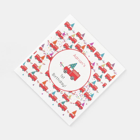 Aangepaste Red Fire Truck Party Pattern Birthday Servet (Hoek)