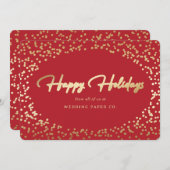 Aangepaste Red Gold Foil Hand Letters Business Feestdagenkaart (Voorkant / Achterkant)