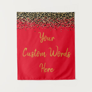 Aangepaste Red Gold.Leopard Verjaardag Party Photo Wandkleed