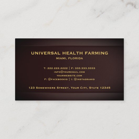 Aangepaste Red Maroon Gold Agriculture Professiona Visitekaartje (Achterkant)