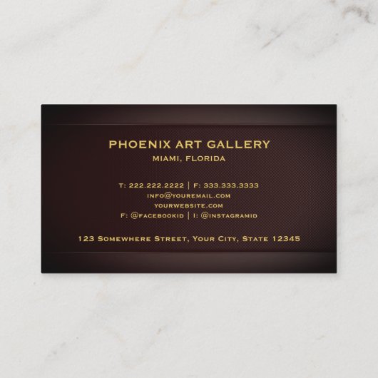 Aangepaste Red Maroon Gold Arts & Design Professio Visitekaartje (Achterkant)