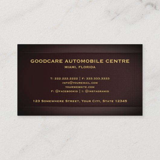 Aangepaste Red Maroon Gold Automotive Professional Visitekaartje (Achterkant)