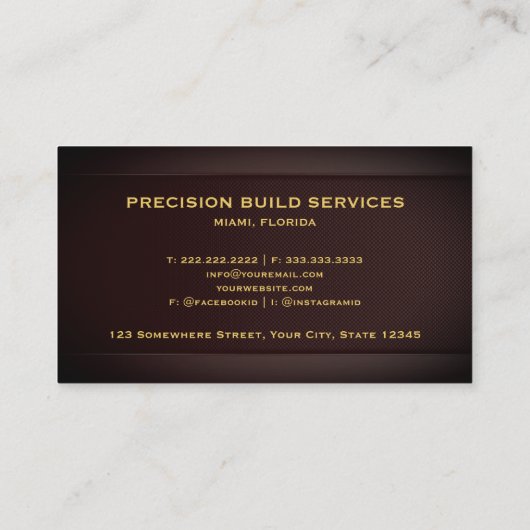 Aangepaste Red Maroon Gold Construction Profession Visitekaartje (Achterkant)