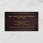 Aangepaste Red Maroon Gold Education Professional Visitekaartje (Achterkant)