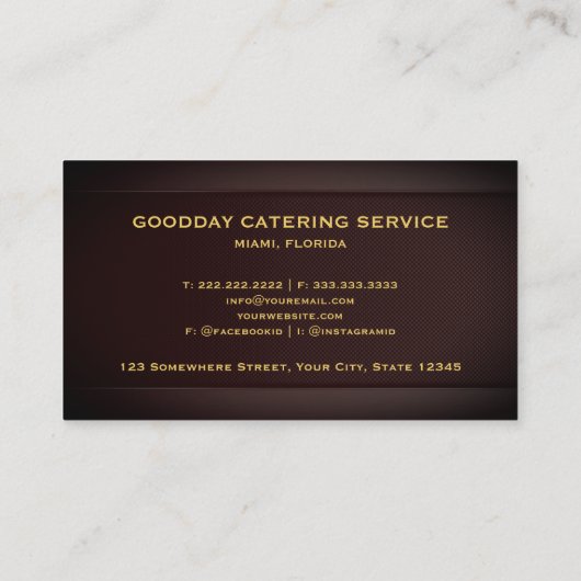 Aangepaste Red Maroon Gold Food Beverage Professio Visitekaartje (Achterkant)