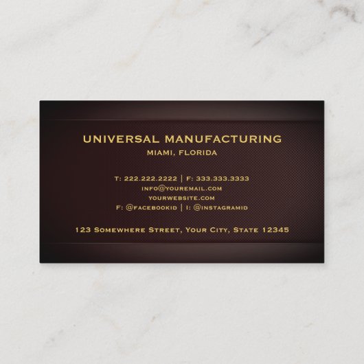 Aangepaste Red Maroon Gold Manufacturing Professio Visitekaartje (Achterkant)