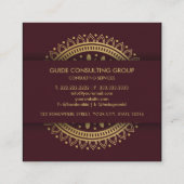 Aangepaste Red Maroon Paarse Gold Mandala Professi Vierkante Visitekaartje (Achterkant)