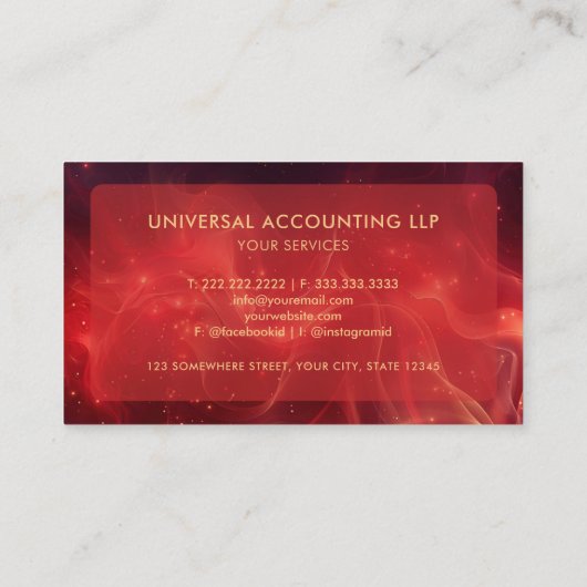 Aangepaste Red Maroon Space Cosmos Professional Visitekaartje (Achterkant)