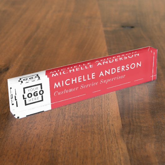 Aangepaste Red Modern minimalistische zakelijke Lo Naambordje (Zijkant)
