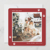 Aangepaste Red Paw Photo Happy Howlidays Kaarten (Voorkant)