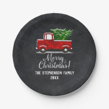 Aangepaste Red Pickup Truck Tree Merry kerst