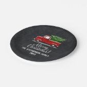 Aangepaste Red Pickup Truck Tree Merry kerst Papieren Bordje (Gekanteld)