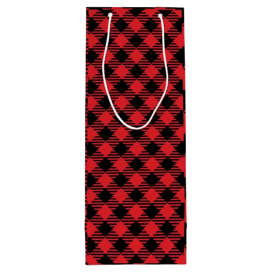Aangepaste Red Plaid geschenktas, gepersonaliseerd Wijn Cadeautas (Achterkant)