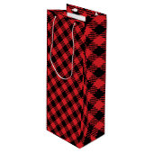 Aangepaste Red Plaid geschenktas, gepersonaliseerd Wijn Cadeautas (Voorkant Gekanteld)