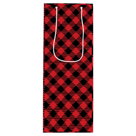 Aangepaste Red Plaid geschenktas, gepersonaliseerd Wijn Cadeautas (Voorkant)