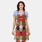 Aangepaste Red Plaid Schort met Black Cooking Uten (Gedragen)