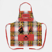 Aangepaste Red Plaid Schort met Black Cooking Uten (Voorkant)