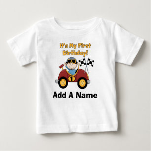 Aangepaste Red Race Car 1st Birthday T-shirt